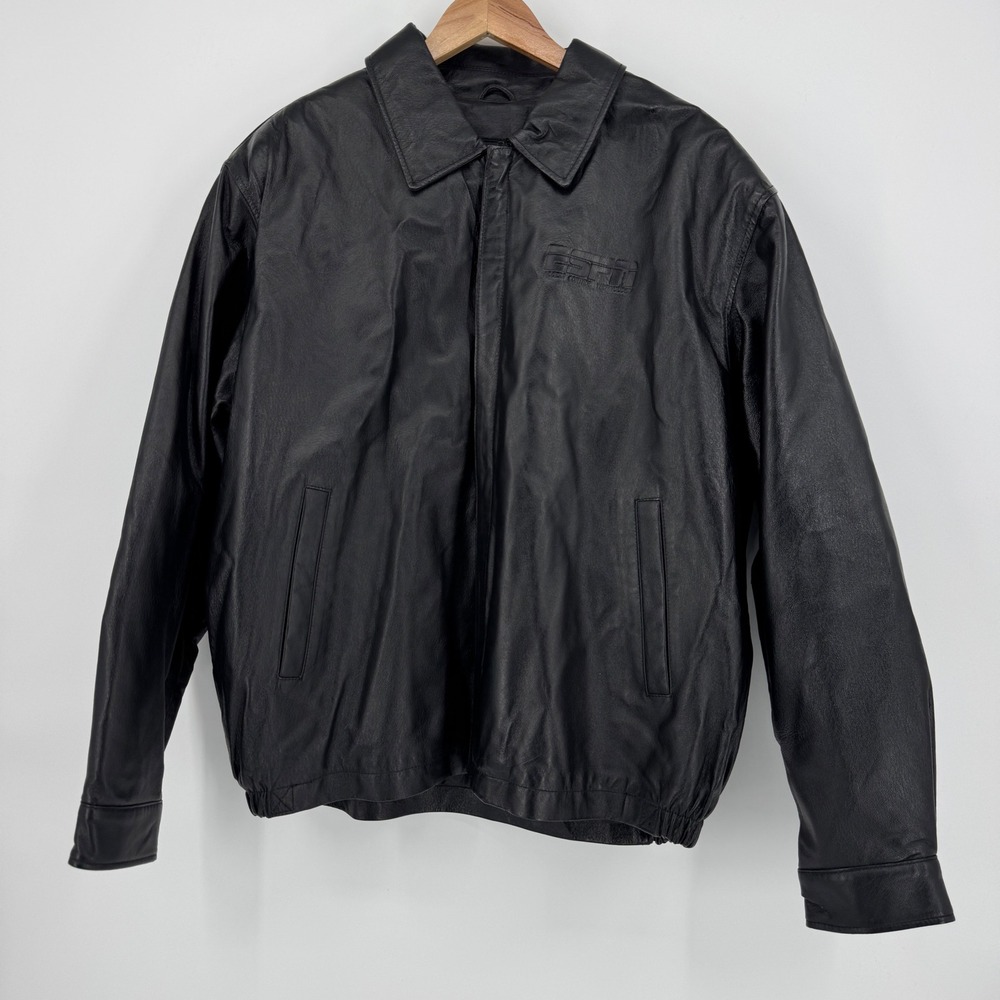 Vintage Reed Leather Sportswear Mens Large Black Genuine Full Zip Pockets
